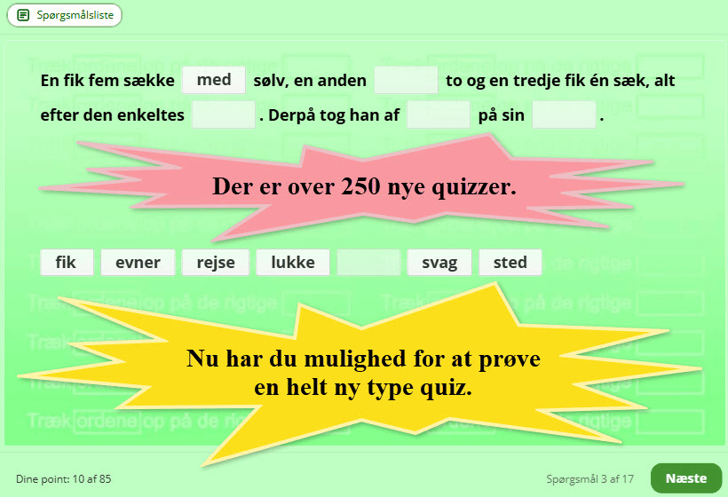 Over 250 nye quizzer